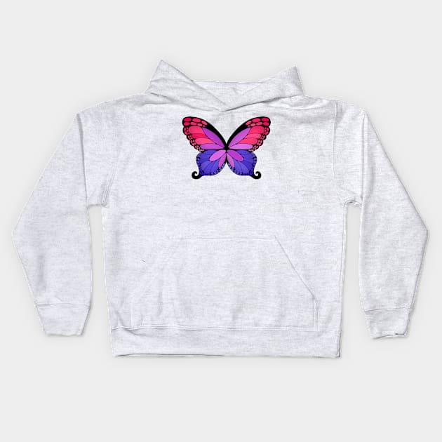 Butterfly Wings Bi Pride Flag Kids Hoodie by MidnightRose77